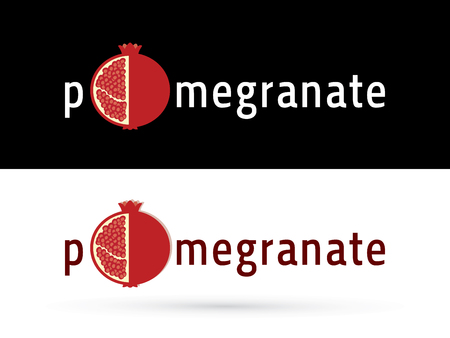 Pomegranate fruit with font design graphic vectorのイラスト素材
