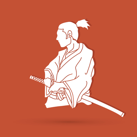 Samurai ready to fight action graphic vectorのイラスト素材