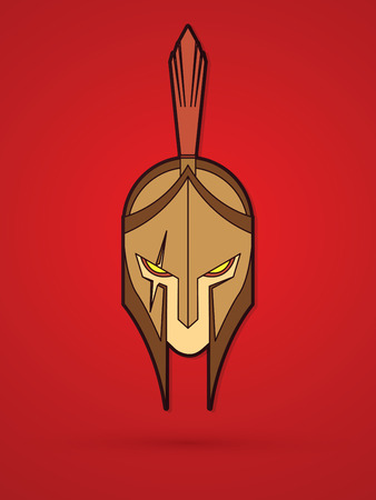 Roman or Greek Helmet , Spartan Helmet, Angry Warrior face graphic vectorのイラスト素材