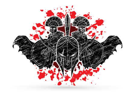 Angry Warriors graphic composition designed on splatter blood backgroundのイラスト素材