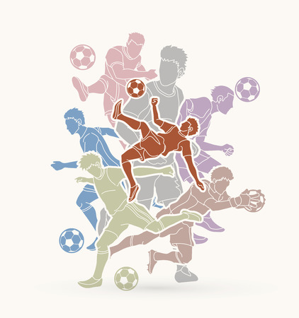 Soccer player team composition graphic vector illustration.のイラスト素材