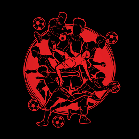 Soccer player team composition, designed on sunlight background graphic vector.のイラスト素材