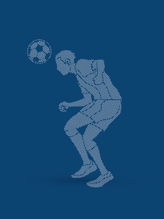 Soccer player bouncing a ball. Action designed using dots pattern graphic vector illustration.のイラスト素材