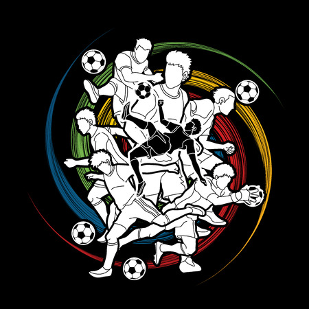 Soccer player team composition designed on spin wheel background  graphic vector.のイラスト素材