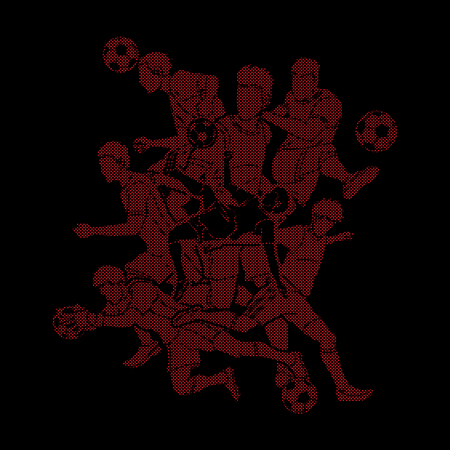 Soccer player team composition designed using dots pixels graphic vector illustrationのイラスト素材