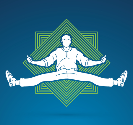 Street dance, B boys dance, Hip Hop Dancing action designed on line square background graphic vectorのイラスト素材