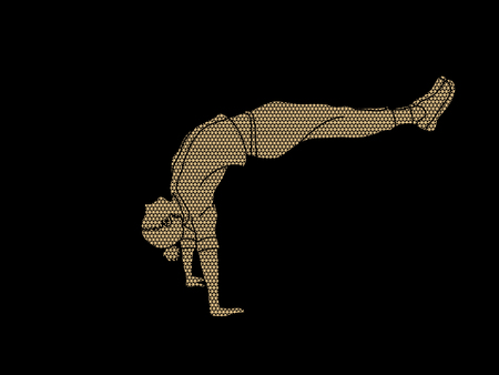Street dance, B boys dance, Hip Hop Dancing action designed using geometric pattern graphic vector.