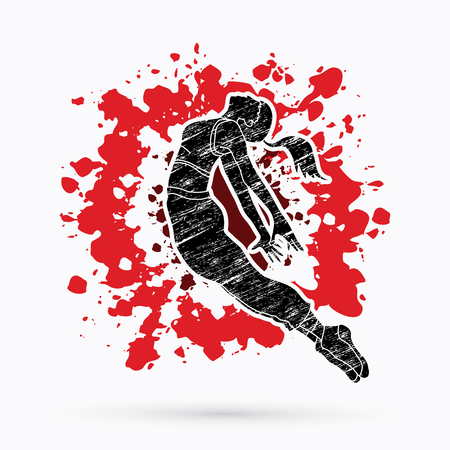 Street dance, B boys dance, Hip Hop Dancing action designed on splatter colors background graphic vectorのイラスト素材