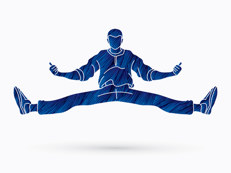 B-Boy Dance action designed on rainbows background graphic vector.のイラスト素材