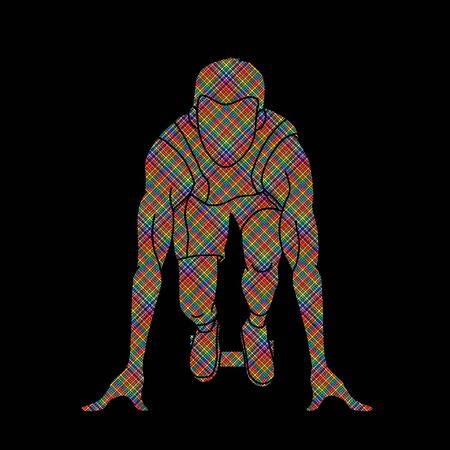 Start Running, Athletic prepare running designed colorful pixels graphic vectorのイラスト素材