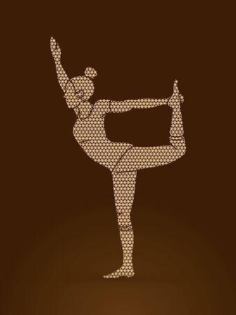 Yoga Class, A woman practice yoga designed using geometric pattern graphic vector.のイラスト素材