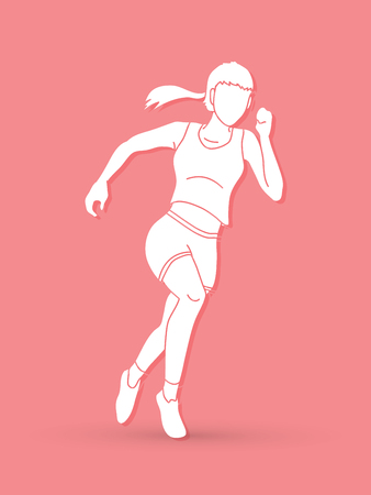 Running action, Marathon Runner, Start running graphic vector.のイラスト素材