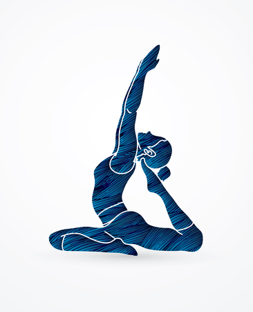 Yoga Class, A woman practice yoga designed using grunge brush graphic.のイラスト素材
