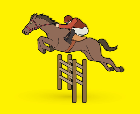 Riding horse, Race horse, Jockey Equestrian graphic vector.のイラスト素材