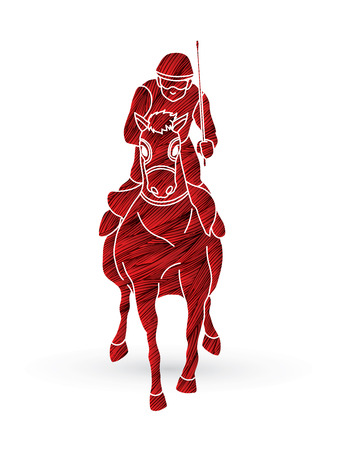 Riding horse, Race horse, Jockey Equestrian designed using grunge brush graphic vector.のイラスト素材