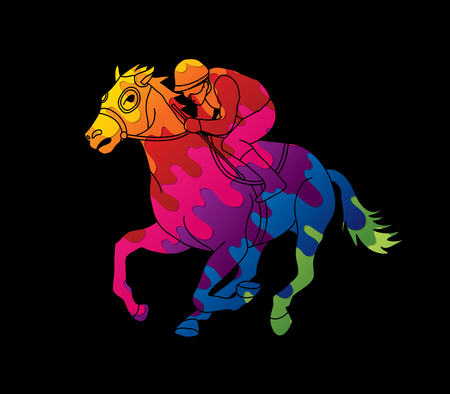 Horse racing ,Jockey riding horse, design using colorful graphic vector.のイラスト素材