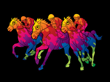 Horse racing ,Jockey riding horse, design using colorful graphic vector.のイラスト素材