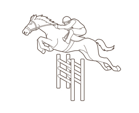 Horse racing ,Jockey riding horse, design using outline graphic vector.のイラスト素材