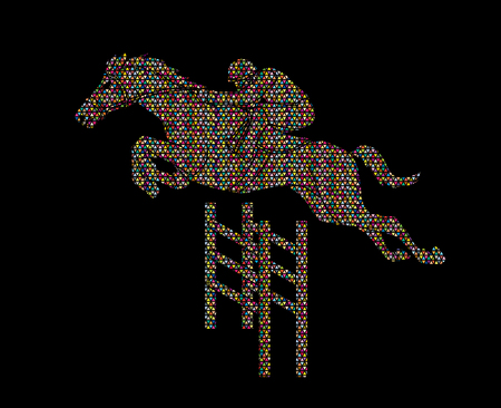 Horse racing ,Jockey riding horse, design using mosaic pattern graphic vector.のイラスト素材