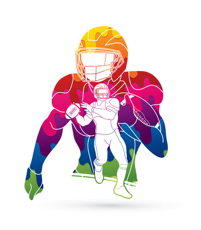 American Football player action, sport concept designed using colorful graphic vector.のイラスト素材