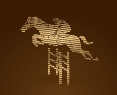 Jockey riding horse, hose racing designed using geometric pattern graphic vector.のイラスト素材