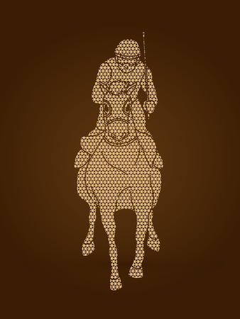 Jockey riding horse, hose racing designed using geometric pattern graphic vector.のイラスト素材