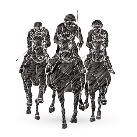 Jockey riding horse, hose racing designed using grunge brush graphic vector.のイラスト素材