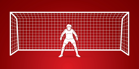 Goalkeeper action,prepare  catches the ball graphic vector.のイラスト素材