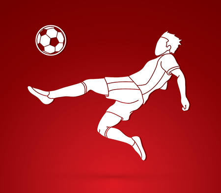 Soccer player hit the ball, Bicycle Kick graphic vector.のイラスト素材
