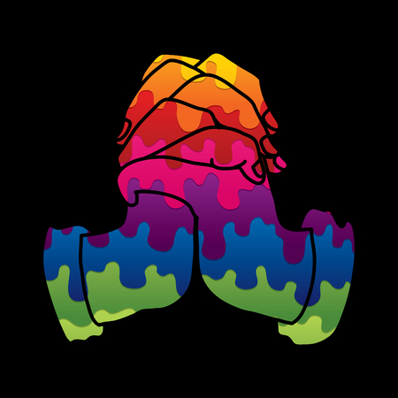 Hands Prayer, Christian praying cartoon graphic vectorのイラスト素材