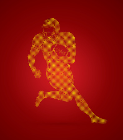 American Football player action, sportsman player, sport concept graphic vector.のイラスト素材