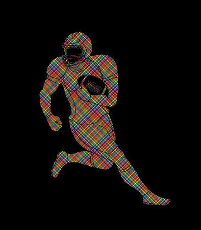 American Football player action, sportsman player, sport concept graphic vector.のイラスト素材