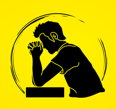 Prayer, Christian praying, Thank you GOD graphic vectorのイラスト素材