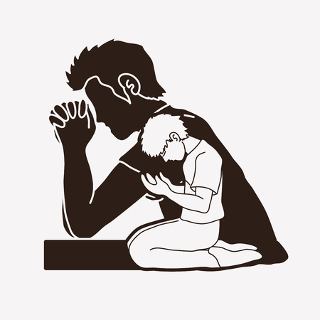 Prayer, Christian praying ,Praise God, Worship cartoon graphic vectorのイラスト素材
