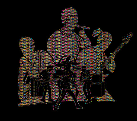 Musician playing music together, Music band, Artist graphic vectorのイラスト素材