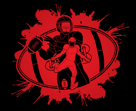 American Football player action, sportsman player, sport concept graphic vector.のイラスト素材