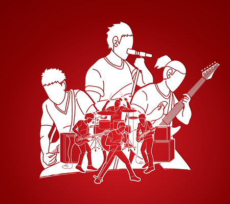 Musician playing music together, Music band, Artist graphic vectorのイラスト素材