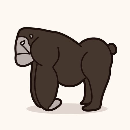 Angry Gorilla standing side view graphic vectorのイラスト素材