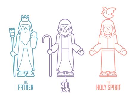 God Father Son Holy spirit cartoon graphic vectorのイラスト素材