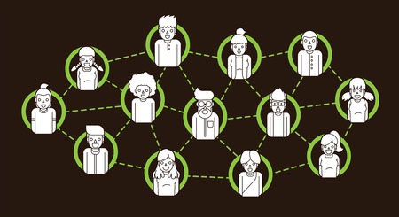 Social network communication, community online, business connection graphic vectorのイラスト素材