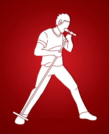 Singer sing a song Music band graphic vectorのイラスト素材