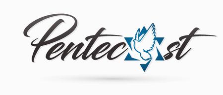 Pentecost text with Israel star and Holy Spirit  Dove graphic vectorのイラスト素材