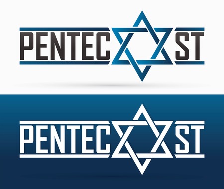 Pentecost text with Israel star and Holy Spirit  Dove graphic vectorのイラスト素材