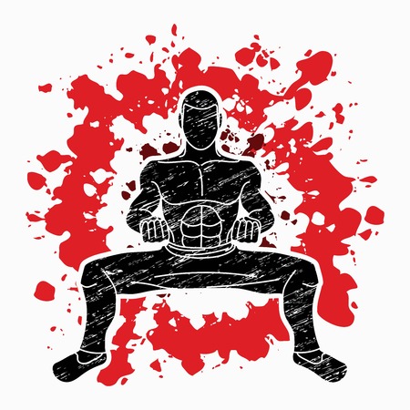 Man Kung Fu action ready to fight graphic vectorのイラスト素材