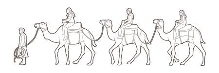 Cameleer with camels cartoon graphic vectorのイラスト素材