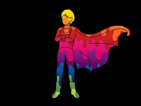 Super Hero Man standing with costume cartoon graphic vector.のイラスト素材