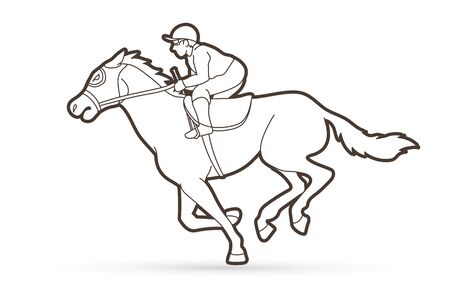 Jockey on horse, Horse racing cartoon graphic vector.のイラスト素材