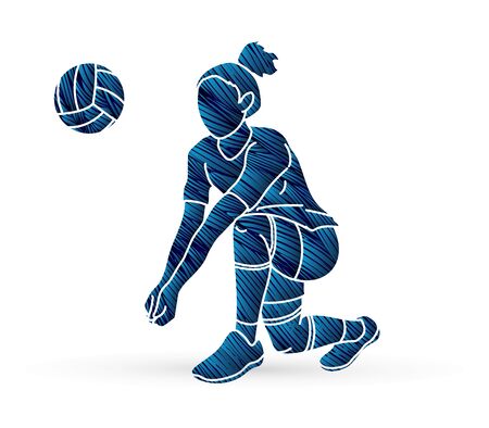 Volleyball player action cartoon graphic vector.のイラスト素材