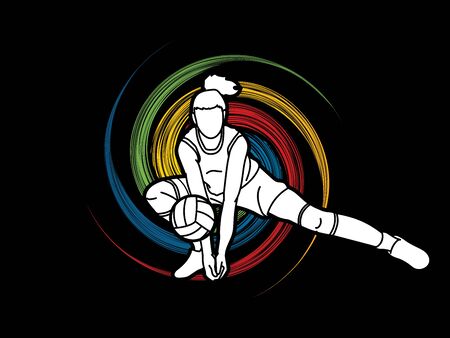 Volleyball player action cartoon graphic vector.のイラスト素材