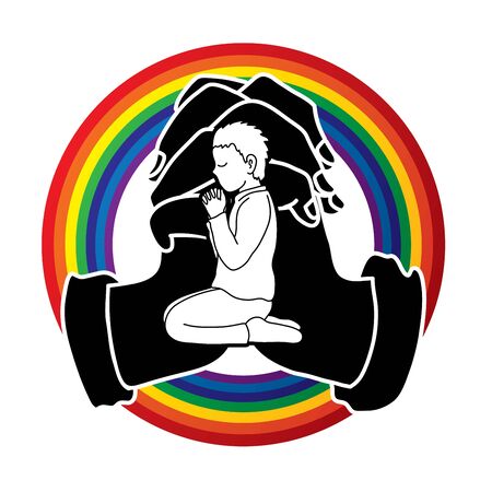 A boy prayer cartoon graphic vector.のイラスト素材